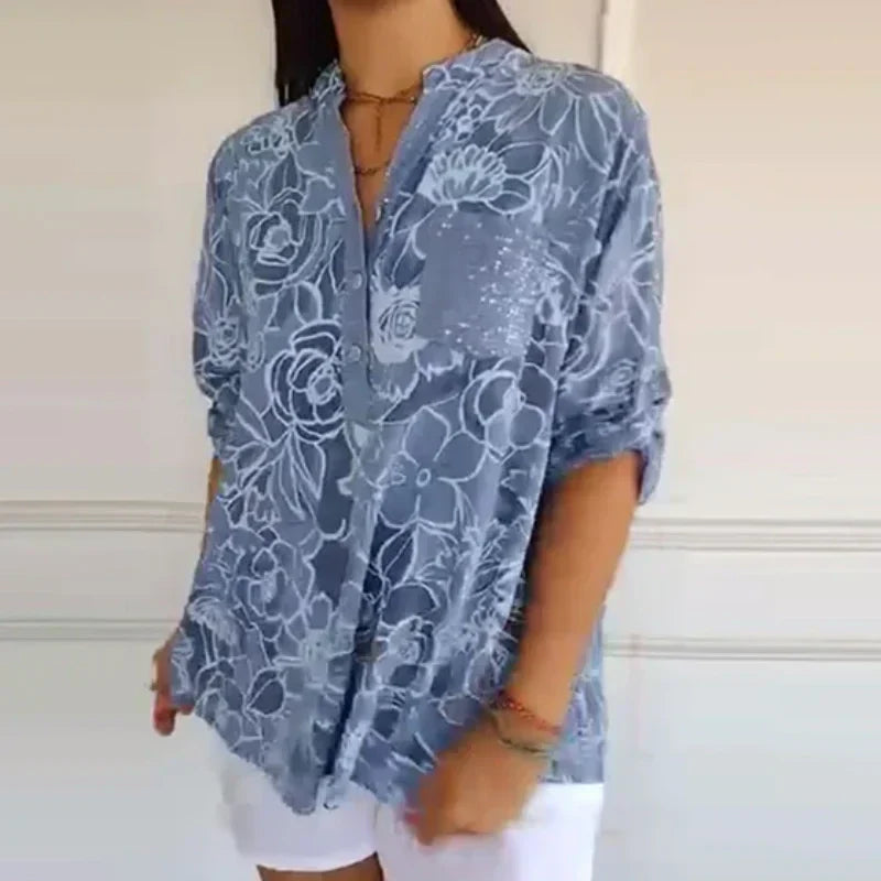 Greta | Blus med blommönster