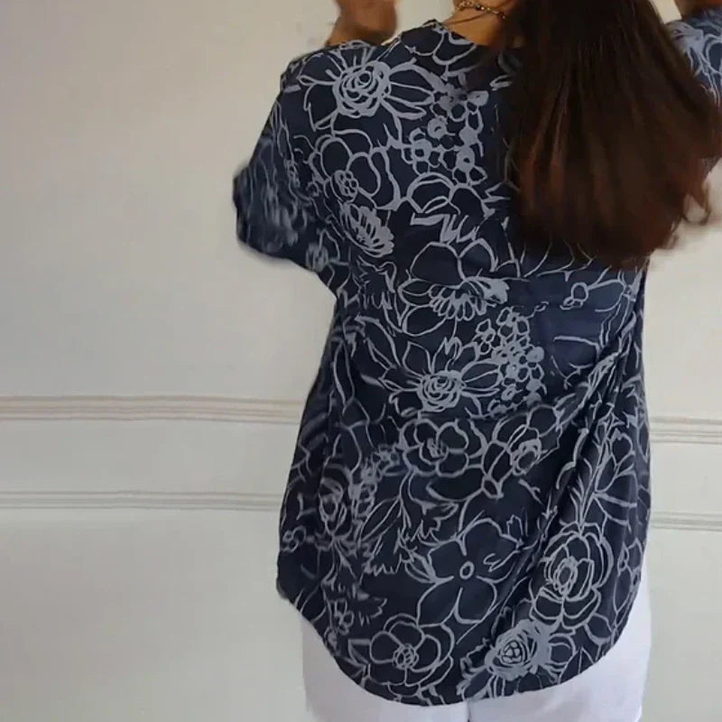 Greta | Blus med blommönster